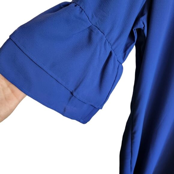 BELONGSCI Blue V-Neck Bell Sleeve Shift Dress Size XL - Picture 5 of 8